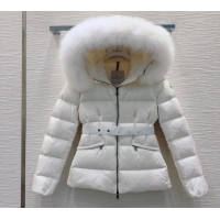 Most Popular Moncler Belted Down Jacket 0106 White 2025