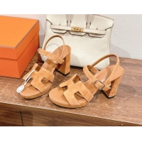 Most Popular Hermes Jazz High Heel Sandals 10.5cm in Suede Light Brown 1230094