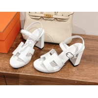 Good Looking Hermes Jazz High Heel Sandals 10.5cm in Smooth Calfskin White 1230108