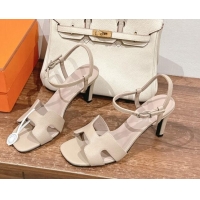 Low Cost Hermes Heden Heel Sandals 8cm in Epsom Leather Beige 1230120