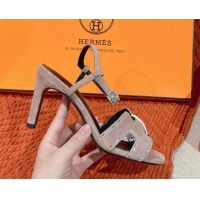 Good Product Hermes Heden Heel Sandals 8cm in Suede with Strass Pink 1230122