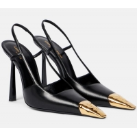 Shop Discount Saint Laurent Jeanne 110 Leather Slingback Pumps Y54328 Black/Gold