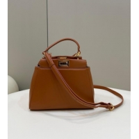 Top Grade Fendi Peekaboo Mini Bag in Soft Lambskin 8315B Brown 2025