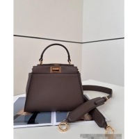 Best Price Fendi Peekaboo Mini Bag in Calfskin Leather 2125 Dark Grey 2025 Top Quality