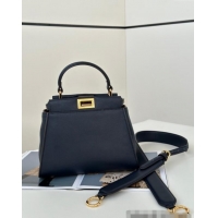 Best Design Fendi Peekaboo Mini Bag in Calfskin Leather 2125 Dark Royal Blue 2025 Top Quality