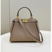 Most Popular Fendi Peekaboo Mini Bag in Calfskin Leather 2125 Dove Grey 2025 Top Quality