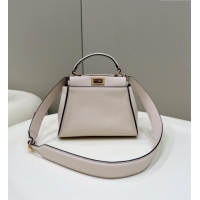 Pretty Style Fendi Peekaboo Mini Bag in Calfskin Leather 2125 Milk Powder Pink 2025 Top Quality