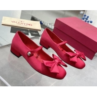 Low Cost Valentino Bowjane Mary-Janes Ballerinas Flat in Crepe Fabric with Bow Red 1226025