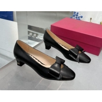 Popular Style Valentino Bowow Low Heel Pumps 5cm in Calfskin Leather Black 1226028