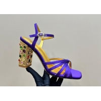 Charming Valentino Preshoes Satin Heel Sandals 10cm with Strass Purple 1226045