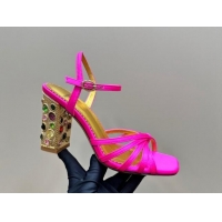 Good Quality Valentino Preshoes Satin Heel Sandals 10cm with Strass PP Pink 1226048