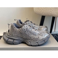 Sumptuous Balenciaga 3XL Fishnet Sneakers in Strass Mesh Grey 0219077