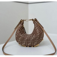 Grade Quality Fendi Fendigraphy Mini Hobo Bag in FF Fabric 8657 Beige 2025