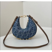 Pretty Style Fendi Fendigraphy Mini Hobo Bag in FF 8657 Denim Blue 2025