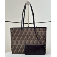 Buy Inexpensive Fendi Roll Large Tote Bag in FF Fabric 8338 Brown 2025