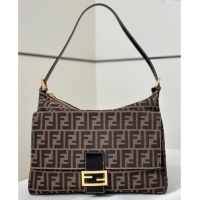 Luxurious Fendi Large Hobo Bag in FF Fabric 8329 Brown 2025