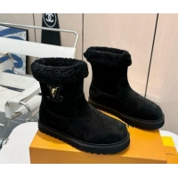 Best Grade Louis Vuitton Suede Snow Ankle Boots Black 1224044