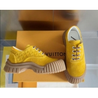 Trendy Design Louis Vuitton Ruby Flat Derby Lace-up Shoes in Suede Bright Yellow 1224060