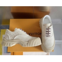 Shop Cheap Louis Vuitton Ruby Flat Derby Lace-up Shoes in Suede Light Grey 1224061