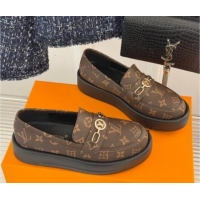 Good Product Louis Vuitton Platform Loafers in Monogram Canvas LV Chain Brown 1224079