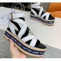 Unique Discount Louis Vuitton Platform Sandals in Calfskin Leather White 5022016