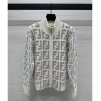 Traditional Discount Fendi FF Cardigan F12253 White/Beige