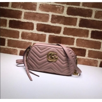 Buy Discount Gucci GG Marmont Leather Small Shoulder Bag 447632 Nude pink 2024