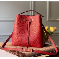 Famous Brand Louis Vuitton NeoNoe MM Bucket Bag in Monogram Embossed Leather M45256 Red 2025