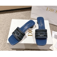 Good Looking Dior Dway Heel Slides Sandal 3.5cm in Classic Embroidered Denim Blue 1231021