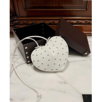 Pretty Style Alaia Le Cœur Heart Bag with Strass Stud Allover in Patent Leather 0621 White 2024