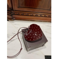 Best Price Alaia Le Cœur Heart Bag with Strass Stud Allover in Patent Leather 0621 Burgundy 2024