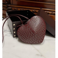 Well Crafted Alaia Le Cœur Heart Bag with Eyelet in Lux Leather 0621 Burgundy 2024