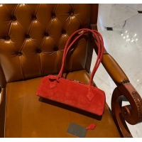 Top Grade Alaia Le Tecket Medium Long Shoulder bag in Suede 0808 Red 2024