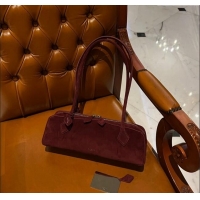 Famous Brand Alaia Le Tecket Medium Long Shoulder bag in Suede 0808 Dark Burgundy 2024