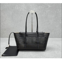 Reasonable Price Alaia Mina Large Tote bag in Laser-cut leather 4422 Black 2024