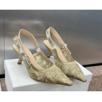 Luxurious Dior J'Adior Slingback Pumps 6.5cm in Transparent Mesh with Gold-Tone Chardons Embroidery 1231038