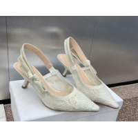 Big Discount Dior J'Adior Slingback Pumps 6.5cm in Transparent Mesh Embroidered with White Dior Cabinet de la Mer Motif 