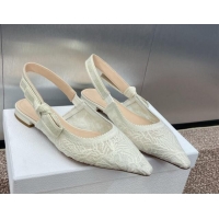 Discount Fashion Dior J'Adior Slingback Ballet Flat in Transparent Mesh Embroidered with White Dior Cabinet de la Mer Mo