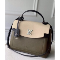 Famous Brand Louis Vuitton Lockme Ever BB Top Handle Bag in Soft Grained Calfskin M51395 Green/Cream 2025