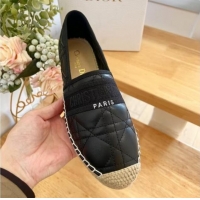 Low Cost Dior Granville Espadrilles Flat in Black Quilted Cannage Calfskin 1231078