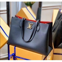 Super Quality Louis Vuitton Lockme Shopper Tote Bag in Grained Leather M57345 Black 2025