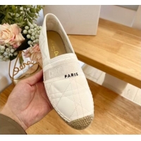 Most Popular Dior Granville Espadrilles Flat in White Quilted Cannage Calfskin 1231079