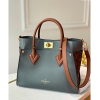 Famous Brand Louis Vuitton On My Side MM Tote Bag in Leather and Monogram Canvas M56550 Dark Grey 2025