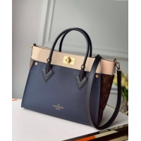 Top Design Louis Vuitton On My Side MM Tote Bag in Leather and Monogram Canvas M55933 Dark Blue 2025