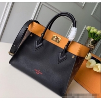 Low Cost Louis Vuitton On My Side MM Tote Bag in Leather and Monogram Canvas M53823 Black/Orange 2025