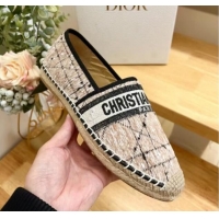 Grade Quality Dior Granville Espadrilles Flat in Beige and Black Cannage Tweed 1231081