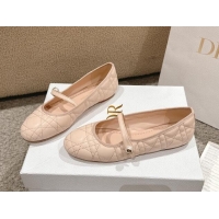 Good Looking Dior Mary Janes Ballet Flats in Quilted Cannage Calfskin with Pearl Nude Pink 1231085