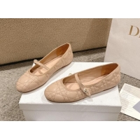 Best Price Dior Mary Janes Ballet Flats in Quilted Cannage Calfskin with Pearl Beige 1231086