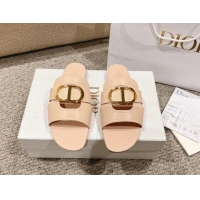 Luxurious Dior 30 Montaigne Flat Slides Sandal in Calfskin Nude Pink 1231107