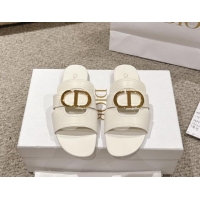 Purchase Dior 30 Montaigne Flat Slides Sandal in Calfskin White 1231113